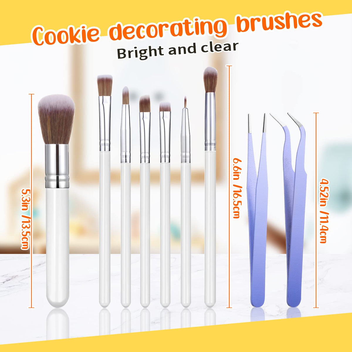 Sinmoe stainless steel tweezers curved tip for delicate fondant flower placement.