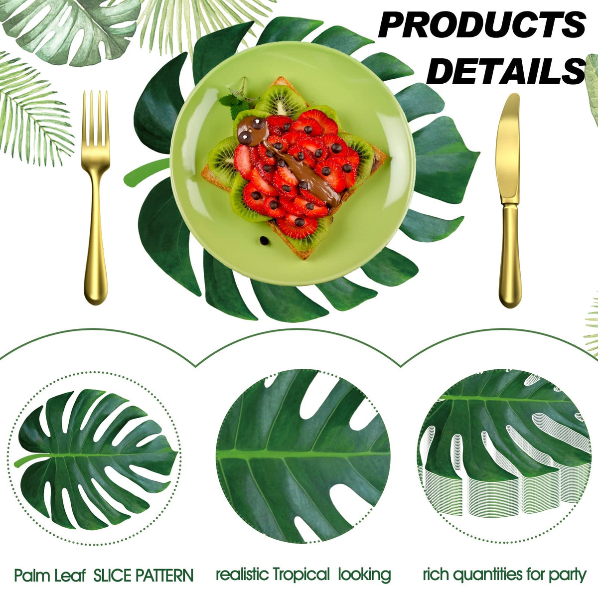 Sinmoe tropical palm leaf placemats, perfect for summer gatherings and vibrant table decor.