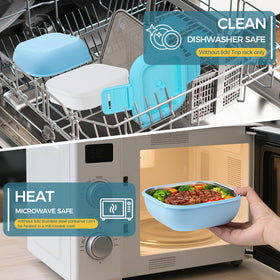 Sinnsally bento blue easy cleaning of dishwasher-safe components