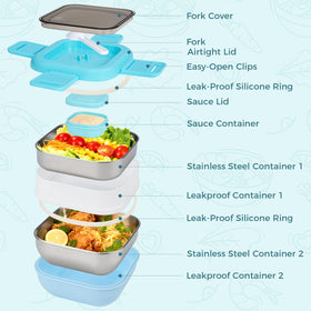 Sinnsally bento blue interior stainless steel bowl stays fresh and easy to clean