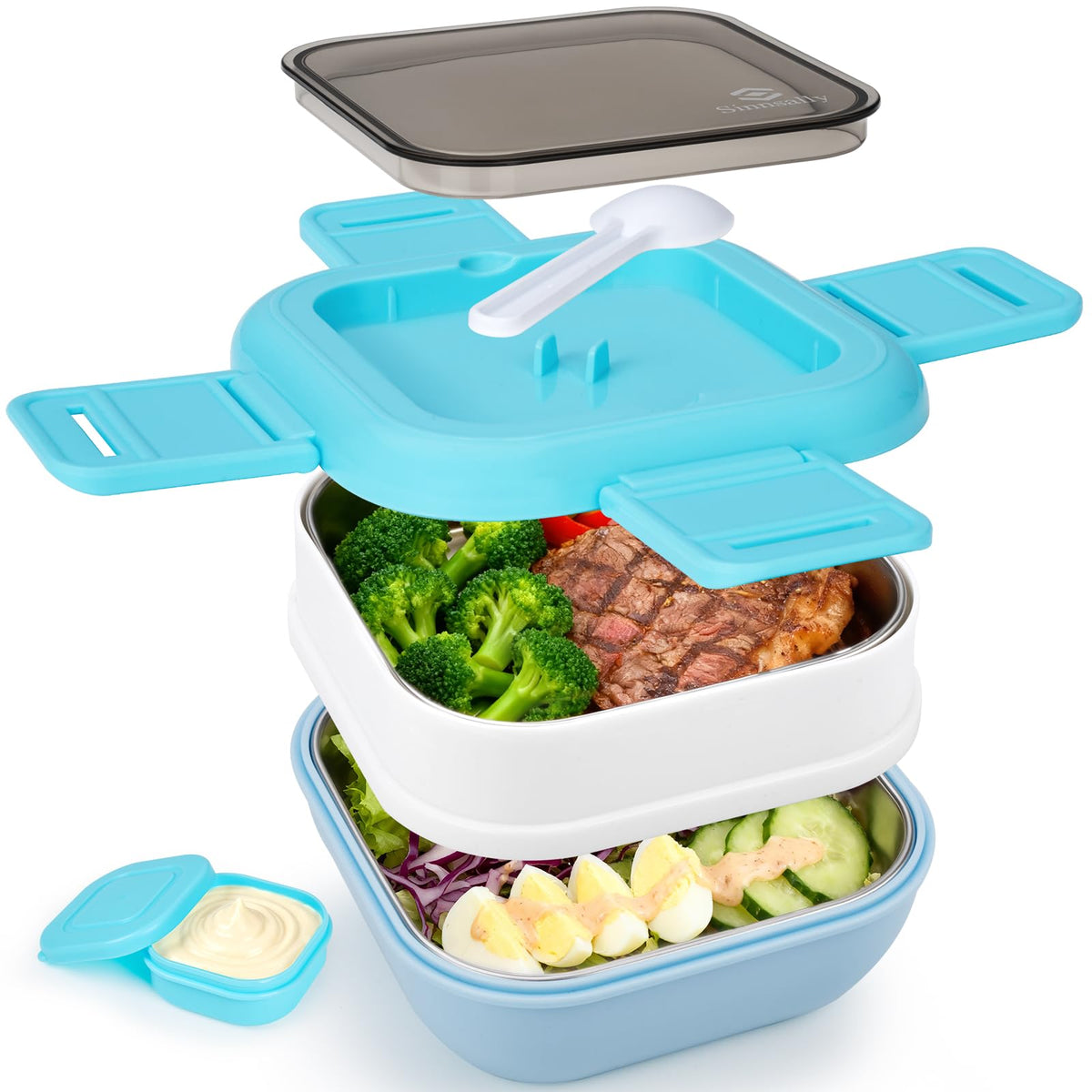 Sinnsally bento blue lid with silicone seal for secure on-the-go meals