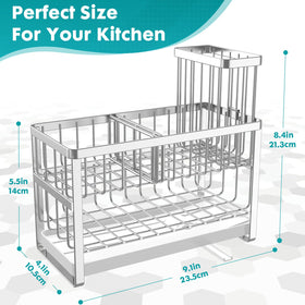 Sinnsally sink caddy in stainless steel with black coating resists rust and deformation.