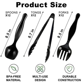 Sinoome disposable forks black 9-inch ideal for buffet lines and family gatherings.