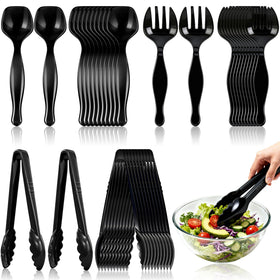 Sinoome 36pcs disposable utensils spoons in black for easy serving at parties.