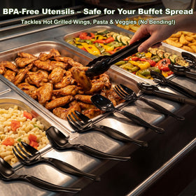 Sinoome tongs black 9-inch easy for portion control at events.