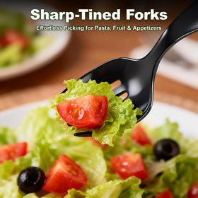 Sinoome soup and salad serving with versatile plastic utensils.