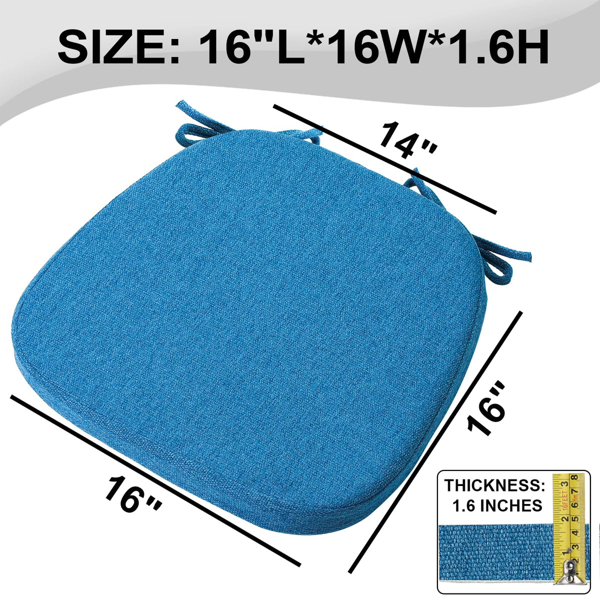 SINOSSO chair cushion blue removable cover closeup showing fabric care