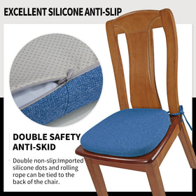SINOSSO memory foam chair cushion blue in use on a dining chair for comfort