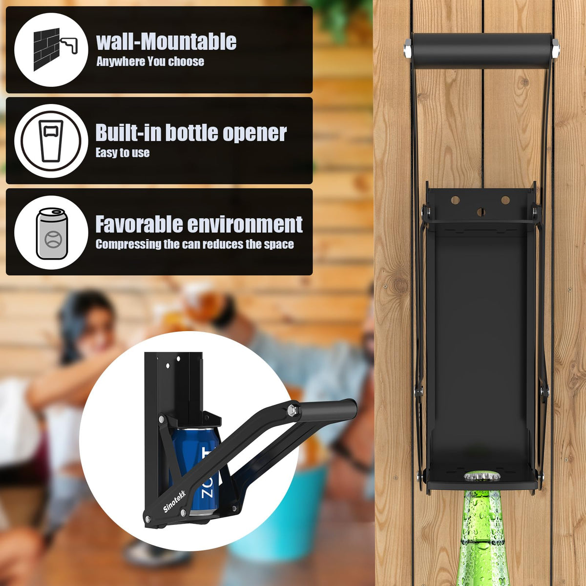 Sinotekk durable steel design suitable for home recycling in kitchen or garage.