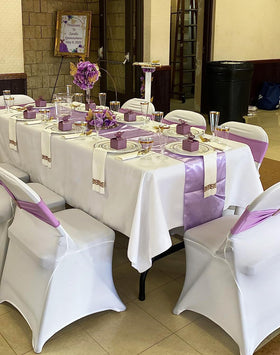 SINSSOWL yellow satin runners used on banquet tables for a polished look