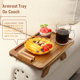 SINWANT Couch Arm Table with 360° phone holder supports flexible viewing angles.
