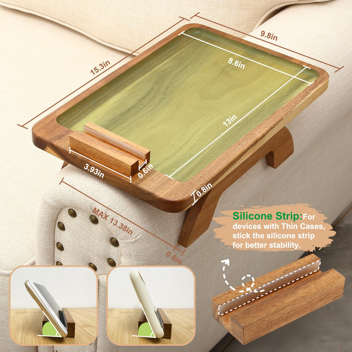 SINWANT Natural acacia finish blends with decor for a stylish accent.