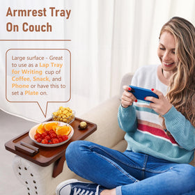 SINWANT arm tray with 360° rotating phone holder for flexible viewing.