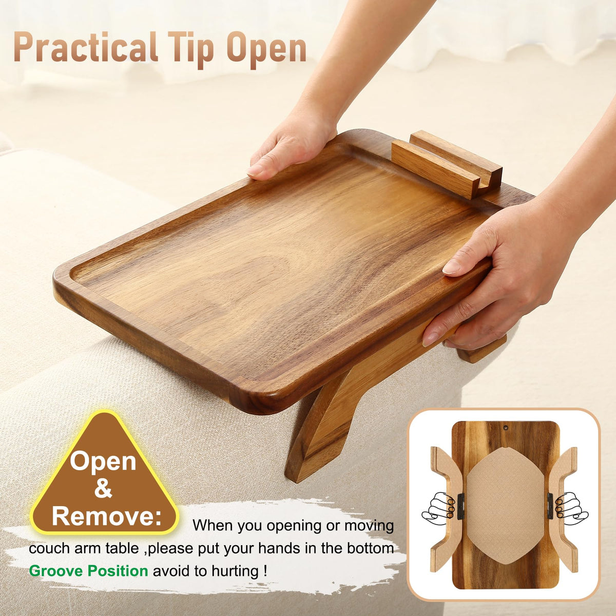 SINWANT Table keeps remotes and tablets within easy reach.