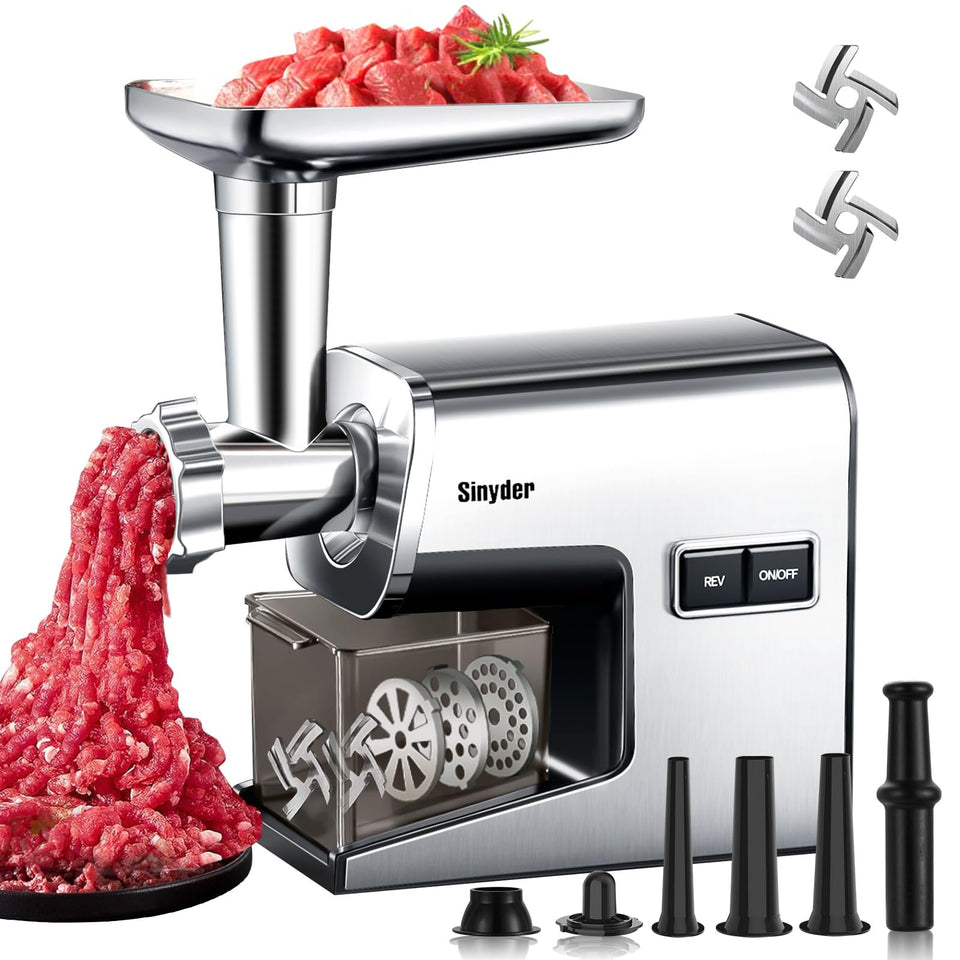 Sinyder electric meat grinder main unit, durable and ready for home use.