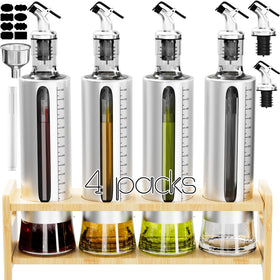 Sinyway oil dispenser bottles 4-pack for organized kitchen and precise pouring.