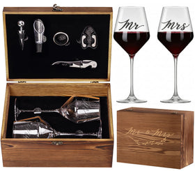 SIPBYSOP Mr and Mrs engraved wine glasses highlight timeless engraving for lasting keepsakes.