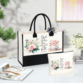 SiplyHaven Philippians 4:13 tote design offering roomy space for daily items.
