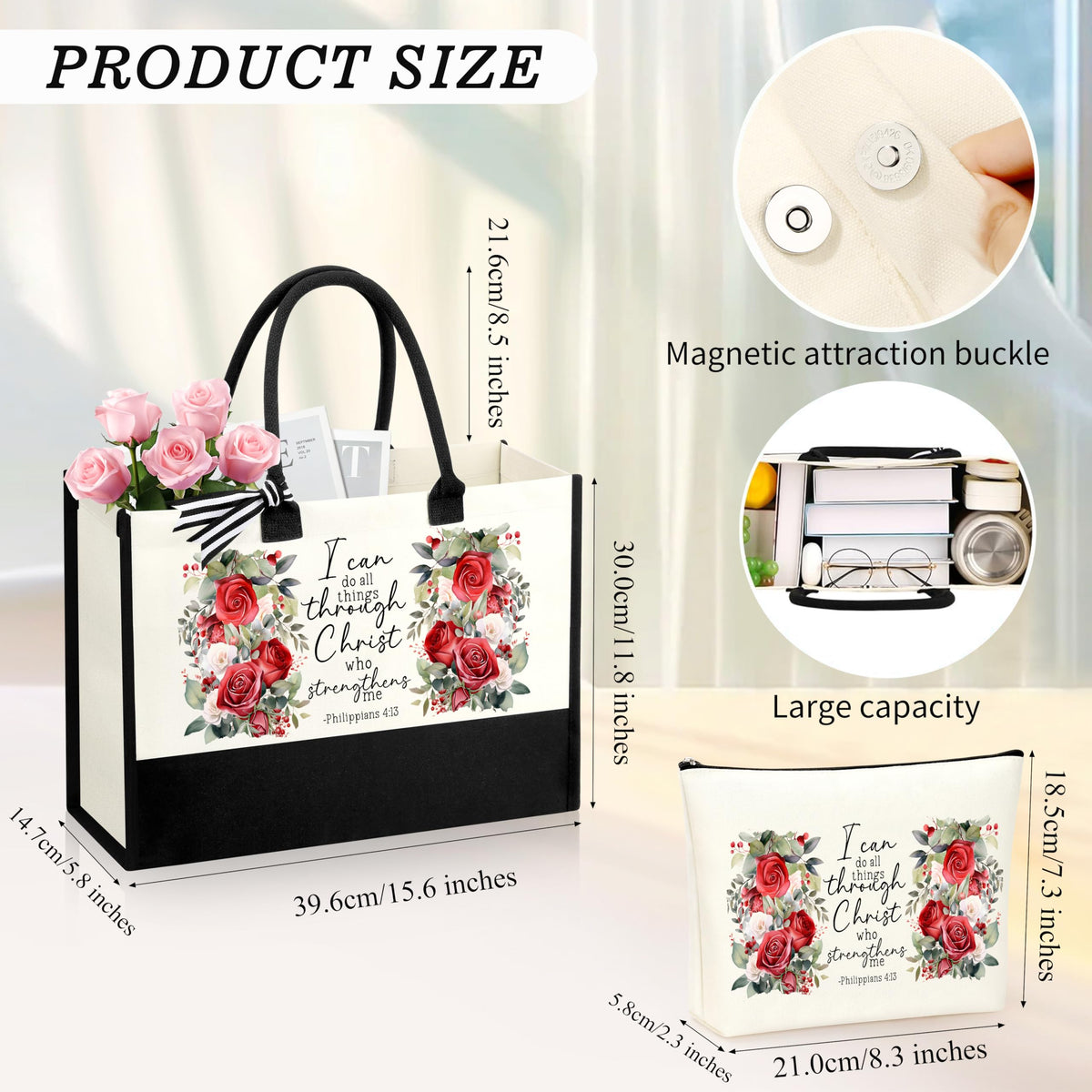 SiplyHaven Walk by Faith tote bag, sturdy carrier for church events.