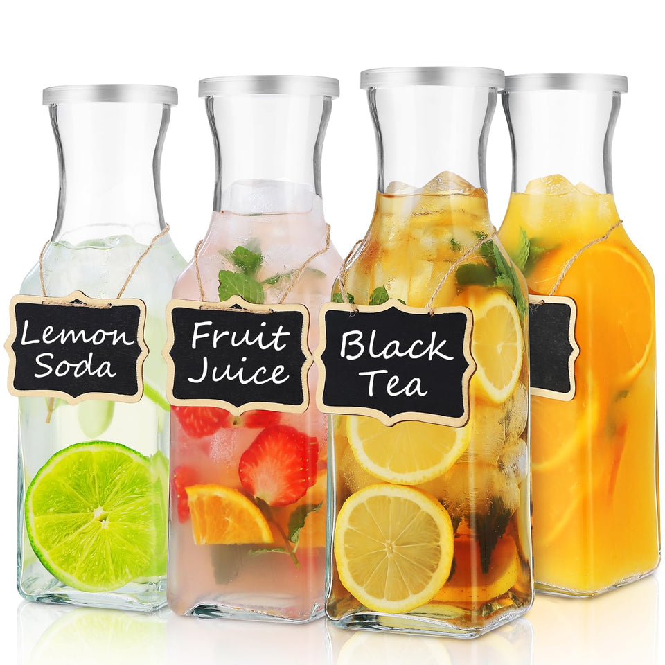 SIPOMU glass carafe with lid 4-pack for elegant beverage service at gatherings.