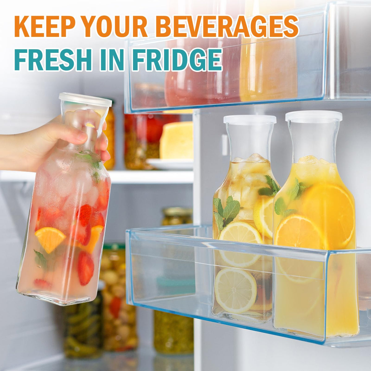 SIPOMU multipurpose carafe for juice, wine, or iced tea at home bars.