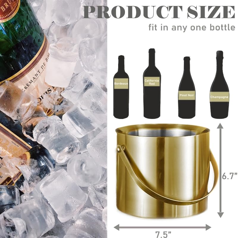 Sipoyen ice bucket with gold finish elevates table presence at events.