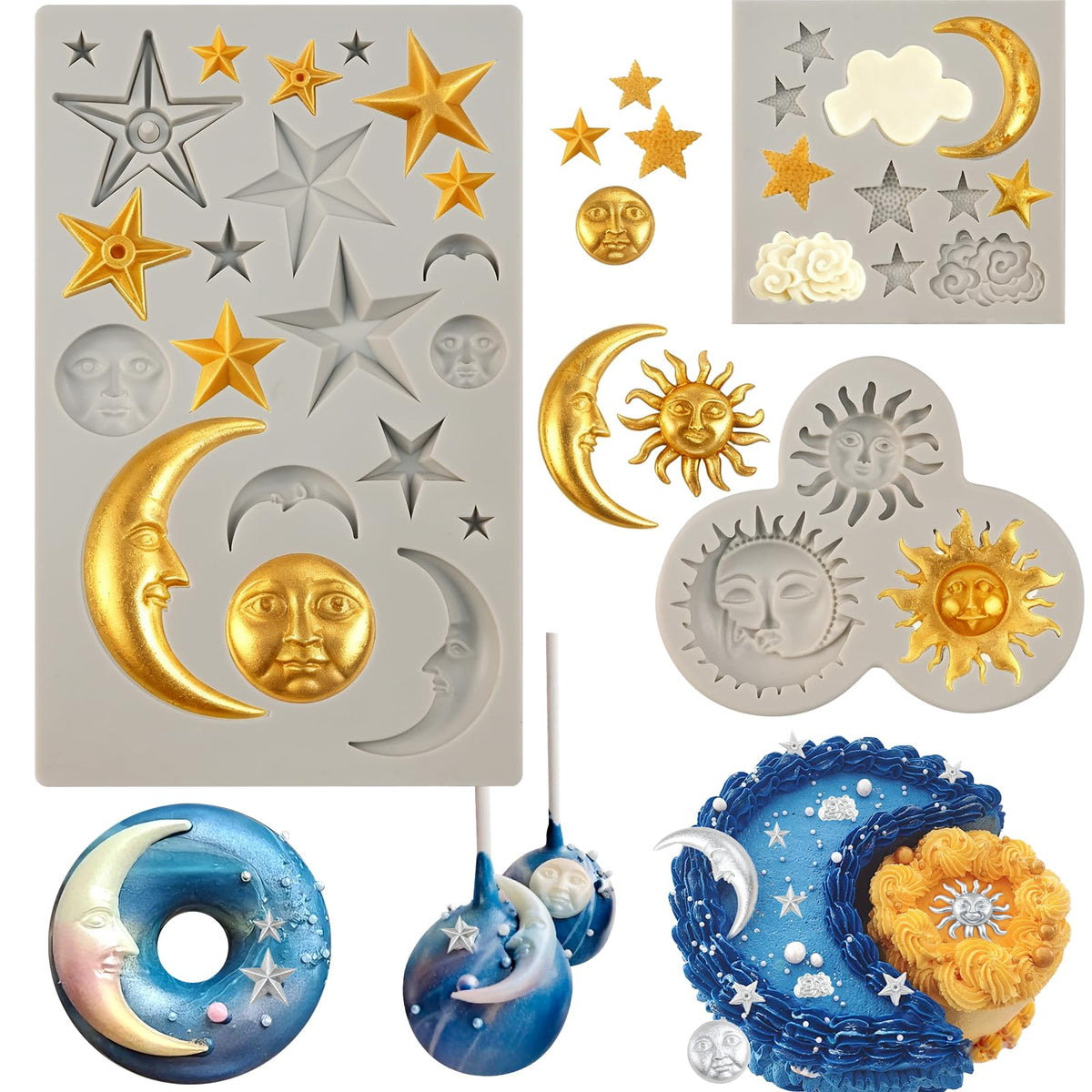 SIQINZONGWA moon silicone mold for chocolates, reusable and heat resistant for oven and fridge.