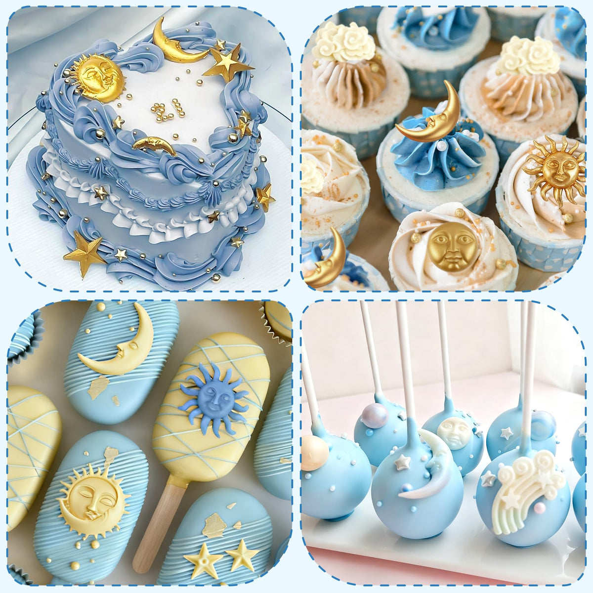 SIQINZONGWA moon-star-sun mold set for versatile cake toppers and treats.