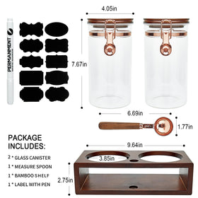 Two 40 oz glass jars for coffee beans and pantry storage by SIQOLNY.