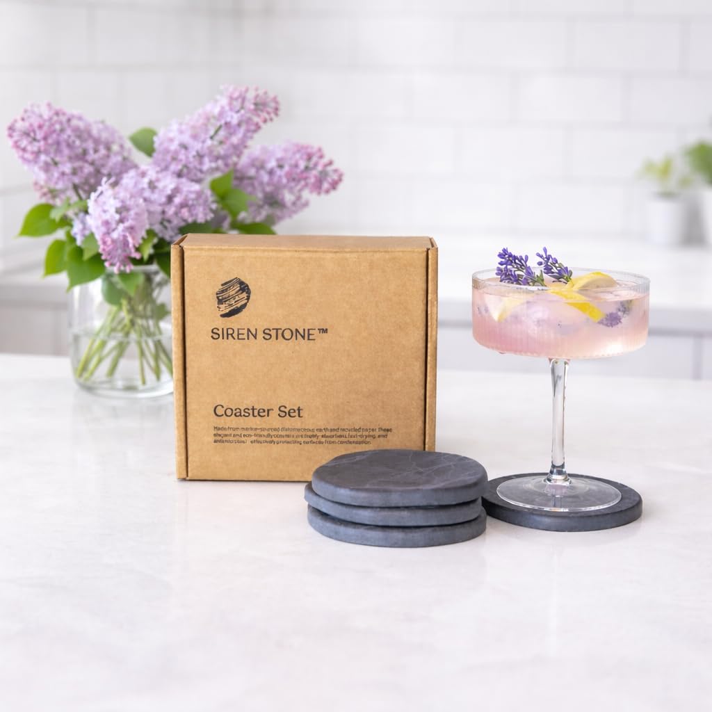 Siren Stone coasters used as heat-safe trivets up to 450°F.