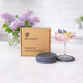 Siren Stone coasters used as heat-safe trivets up to 450°F.