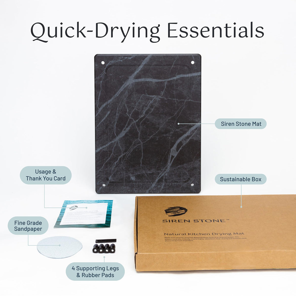 Siren Stone mat's dark slate color hides water spots.