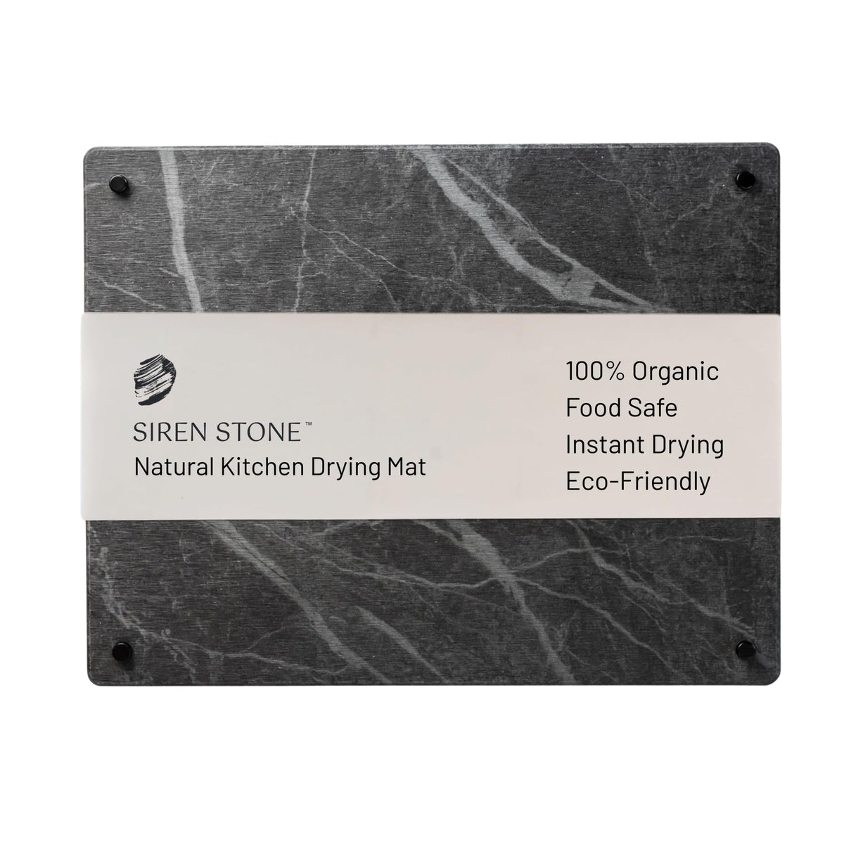 Siren Stone dish drying mat on counter offers organized space for air-drying dishes.