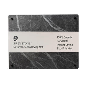 Siren Stone dish drying mat on counter offers organized space for air-drying dishes.
