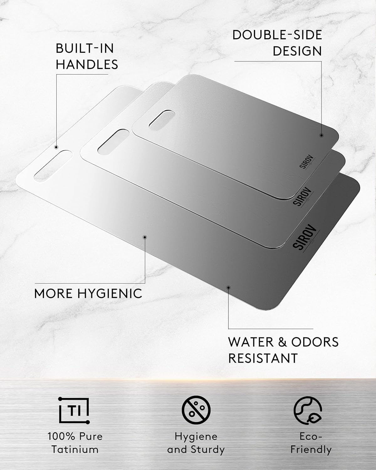 Sirov titanium cutting board used for fruits and vegetables, odor-free prep