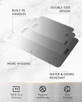 Sirov titanium cutting board used for fruits and vegetables, odor-free prep