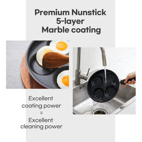 Sisem 7-Cup Eggpan easy-clean surface reduces scrubbing after meals.