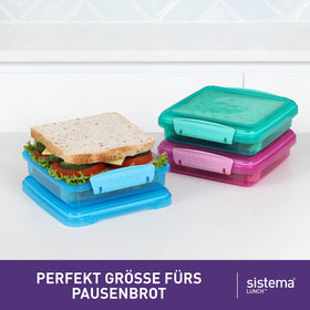 Sistema 3-piece sandwich containers in pink for colorful lunches
