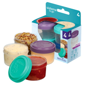 Sistema dressing containers with closed lid showing leak-proof seal for travel