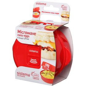 Sistema Easy Eggs microwave egg cooker with red lid for quick poached eggs