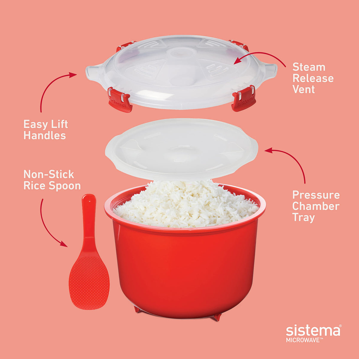 Sistema Heat & Eat lid with easy-locking clips for secure microwaving
