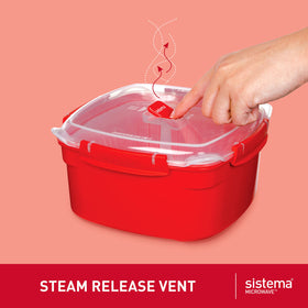 Tapa de Sistema Heat & Eat con ventilación de vapor y pestañas para facilitar su apertura