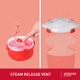 Sistema Heat & Eat steam vent lid for even reheating and ventilation