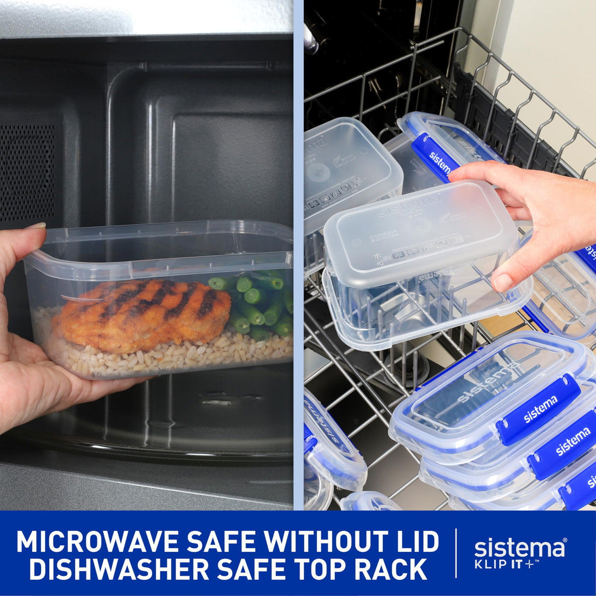 Rectangular shape of Sistema KLIP IT Large 5L optimizes fridge organization.