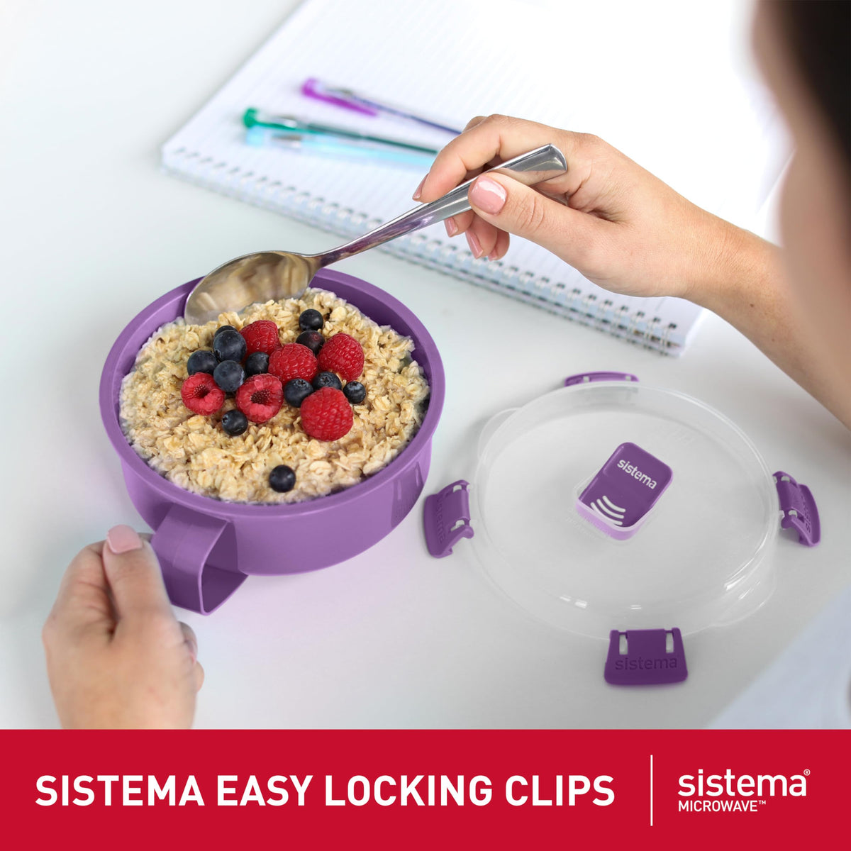 Sistema soup mug 656ml with secure lid for hot soups and compact reheating.