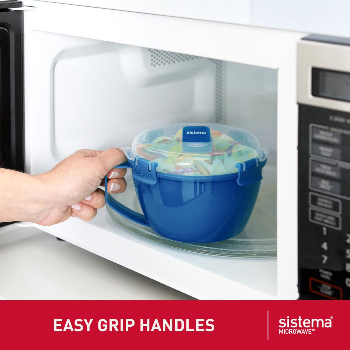 Sistema steam release vent enables splatter-free heating while preserving moisture.