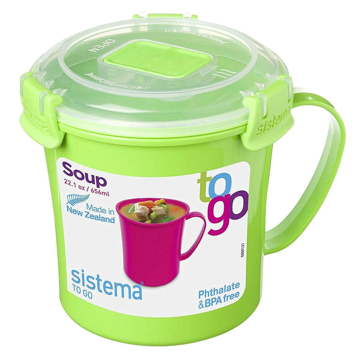 Sistema KLIP IT locking clips securing the mug lid during transport.