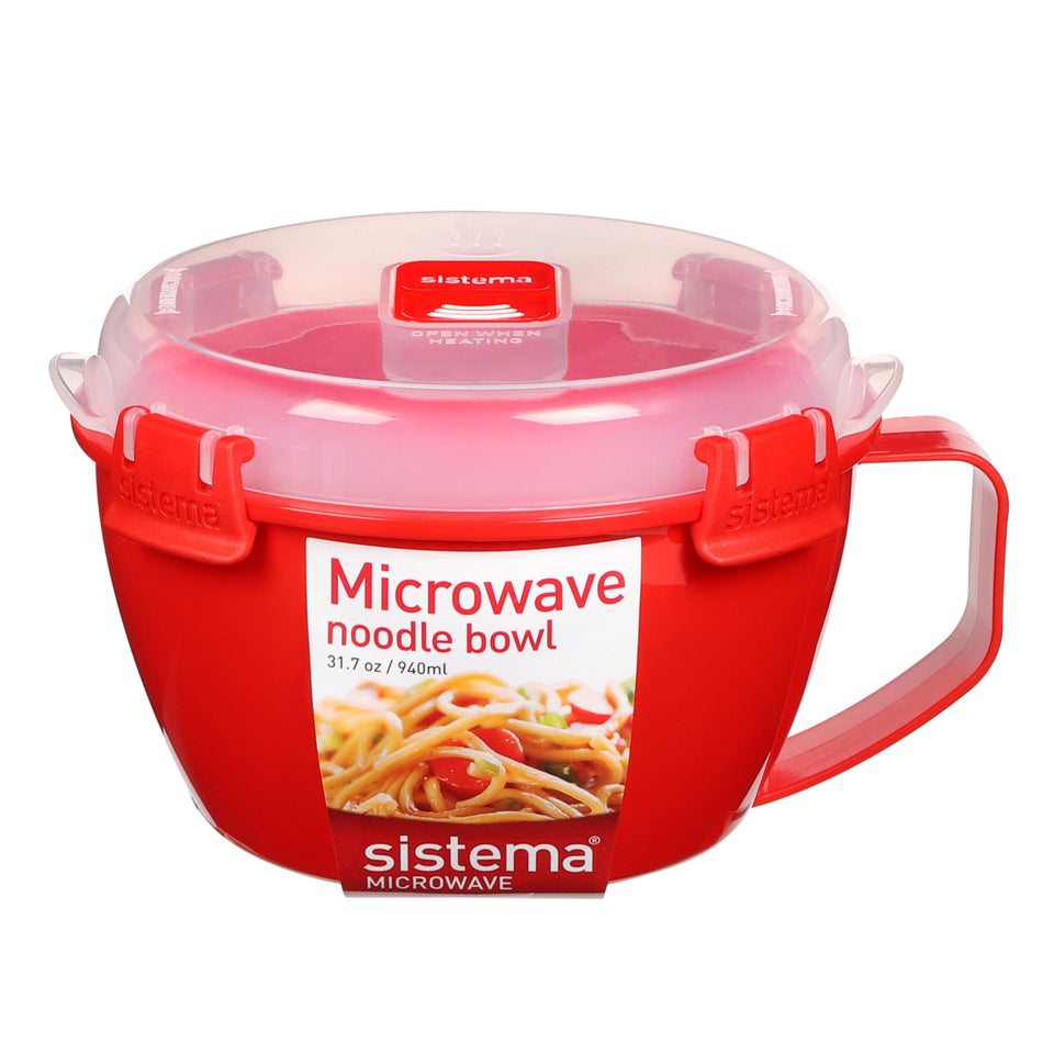 Sistema microwaveable noodle bowl lid with steam vent for splatter-free heating
