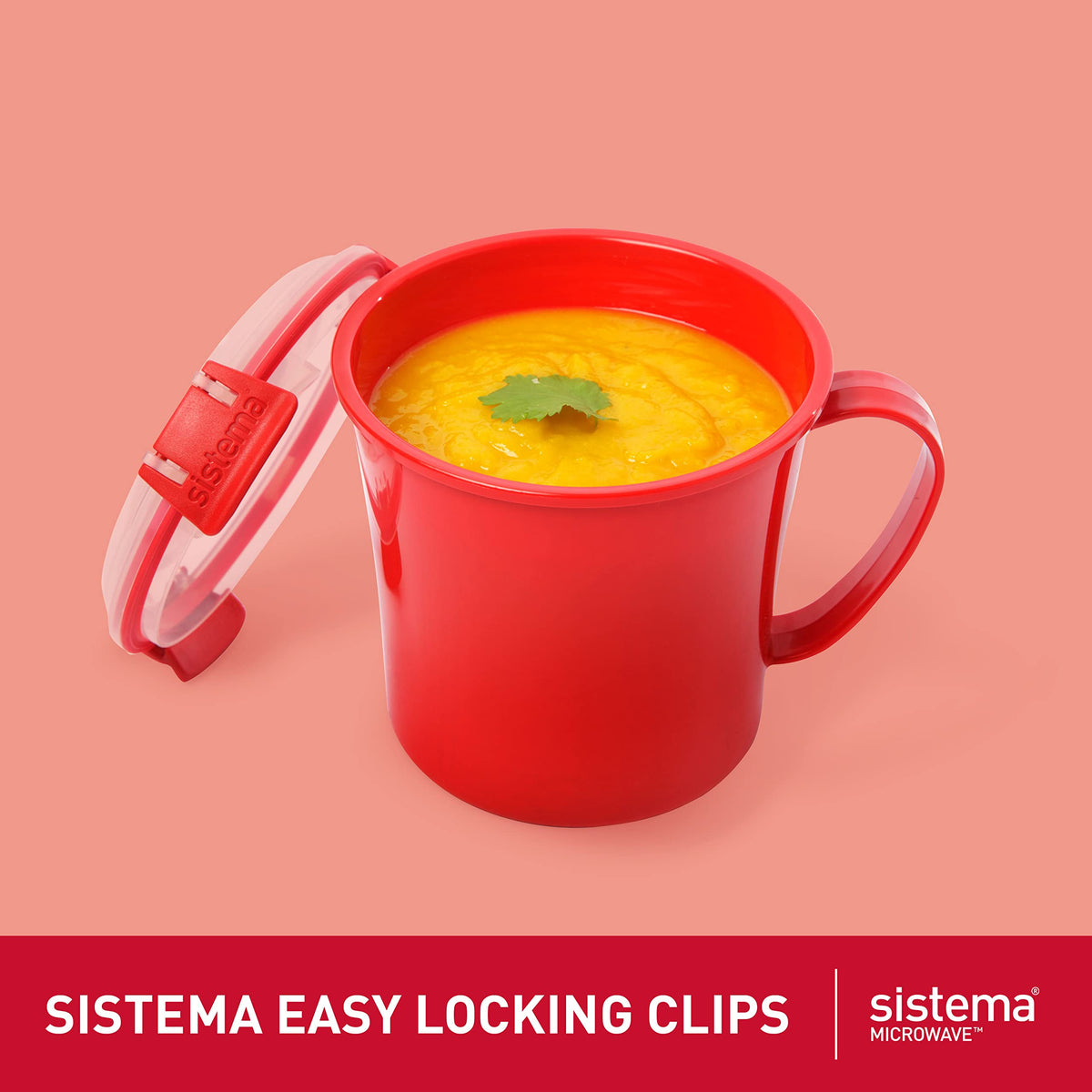 Sistema steam-release vent on mug ensuring splatter-free heating