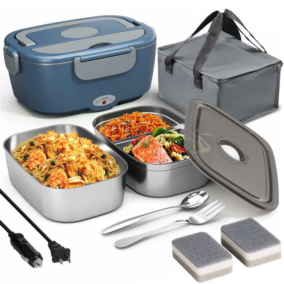 Sitlais heated lunch box in action with fast 80W heat for hot meals on the go.